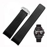 Tag Heuer Black Rubber Band 24x20mm Replacement gradually thiner Watch Bands
